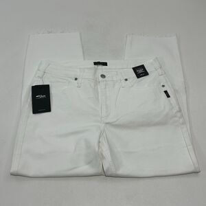 Silver Jeans Co. Women's Straight Crop Jeans Off White Distressed, Size 33/27